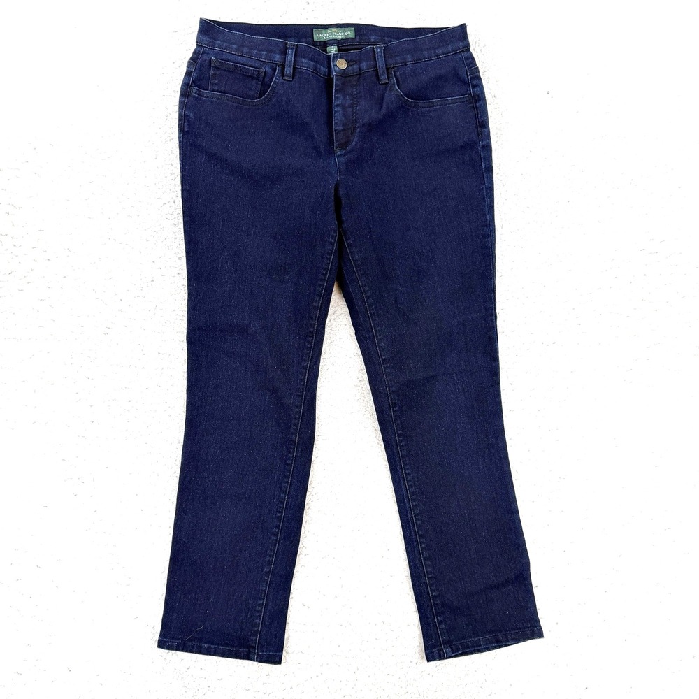 Lauren Ralph Lauren Womens 12 Blue Mid Rise Modern Straight Ankle Stretch Jeans
